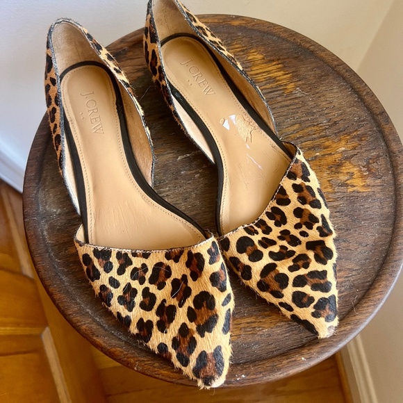 J.Crew Collection Leopard Calf Hair D’Orsay Flats - Picture 1 of 5